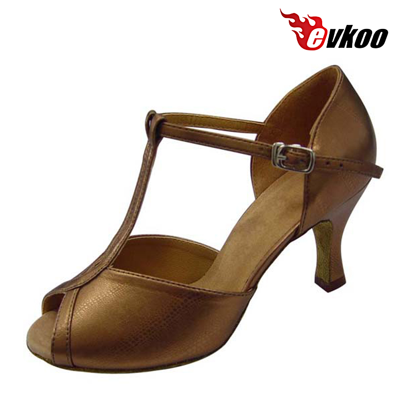 Women Shoes Size 4 In Cm - Evkoodance Black Or Tan Pu Latin