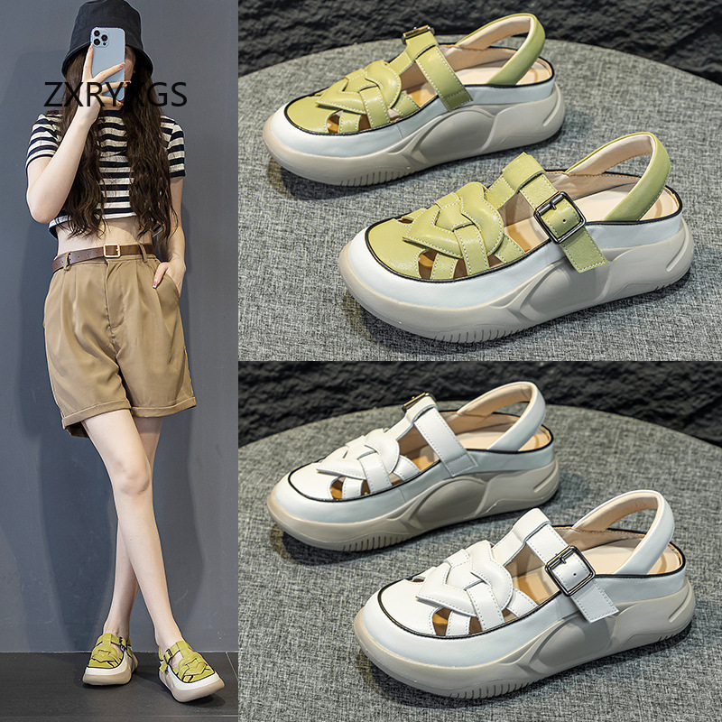 Women Shoes Size 4 In Cm - ZXRYXGS New Summer Premium Cowhide Round