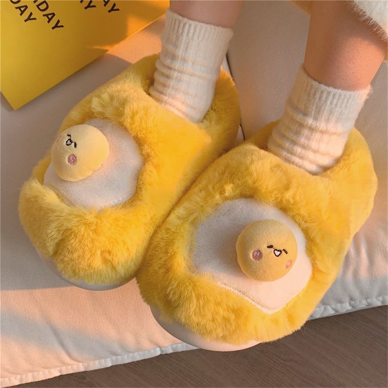 Women Shoes For Winter - New cute fried egg shaped plush