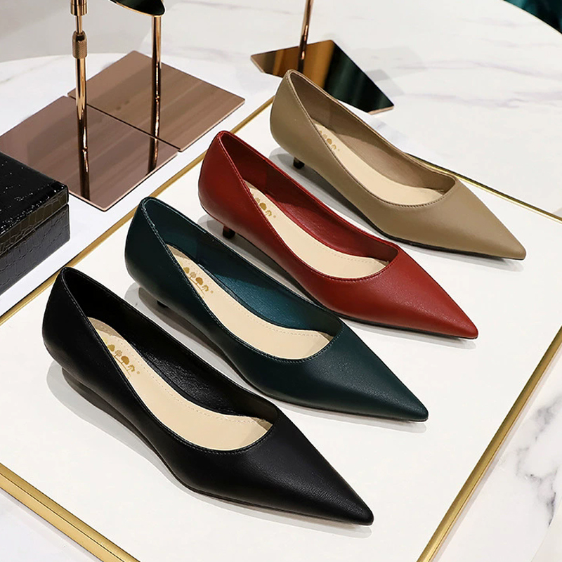 Women Shoes Size 4 In Cm - Fashion Pointed Toe Mid Heeled Shoes