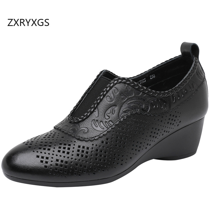 ZXRYXGS Top Layer Cowhide Holl - Women Shoes Size 4 In Cm 评论和价格