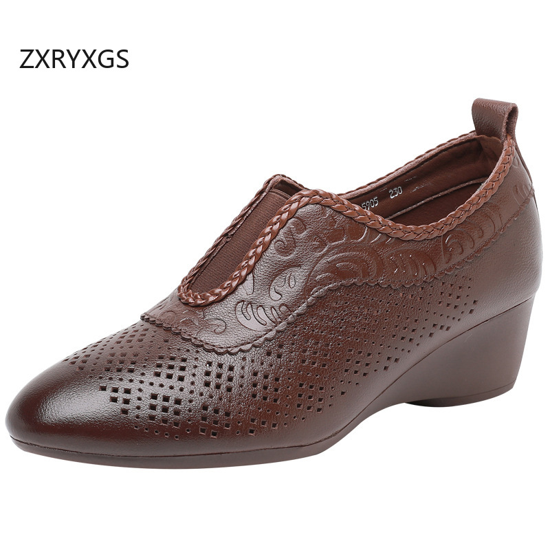 ZXRYXGS Top Layer Cowhide Holl - Women Shoes Size 4 In Cm 评论和价格