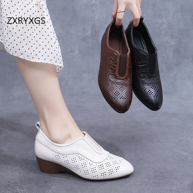 ZXRYXGS Top Layer Cowhide Holl - Women Shoes Size 4 In Cm 评论和价格
