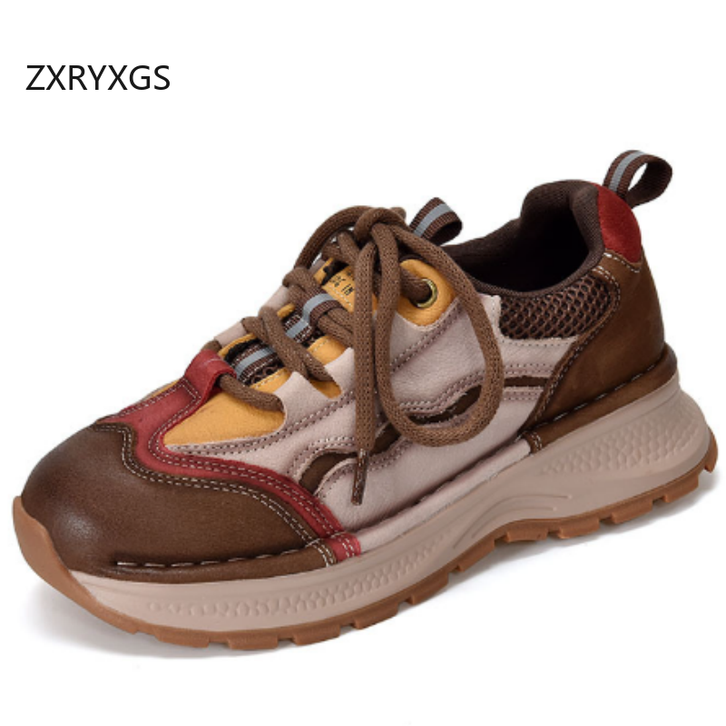 ZXRYXGS Top Cowhide Spell Colo - Women Shoes Size 4 In Cm 评论和价格