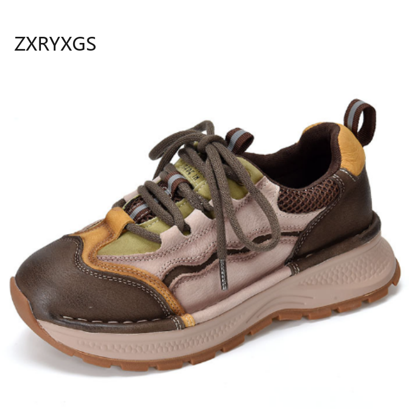 ZXRYXGS Top Cowhide Spell Colo - Women Shoes Size 4 In Cm 评论和价格