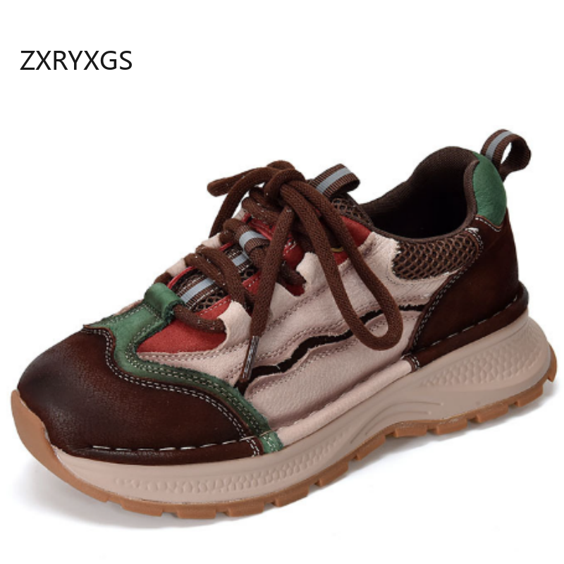 ZXRYXGS Top Cowhide Spell Colo - Women Shoes Size 4 In Cm 评论和价格