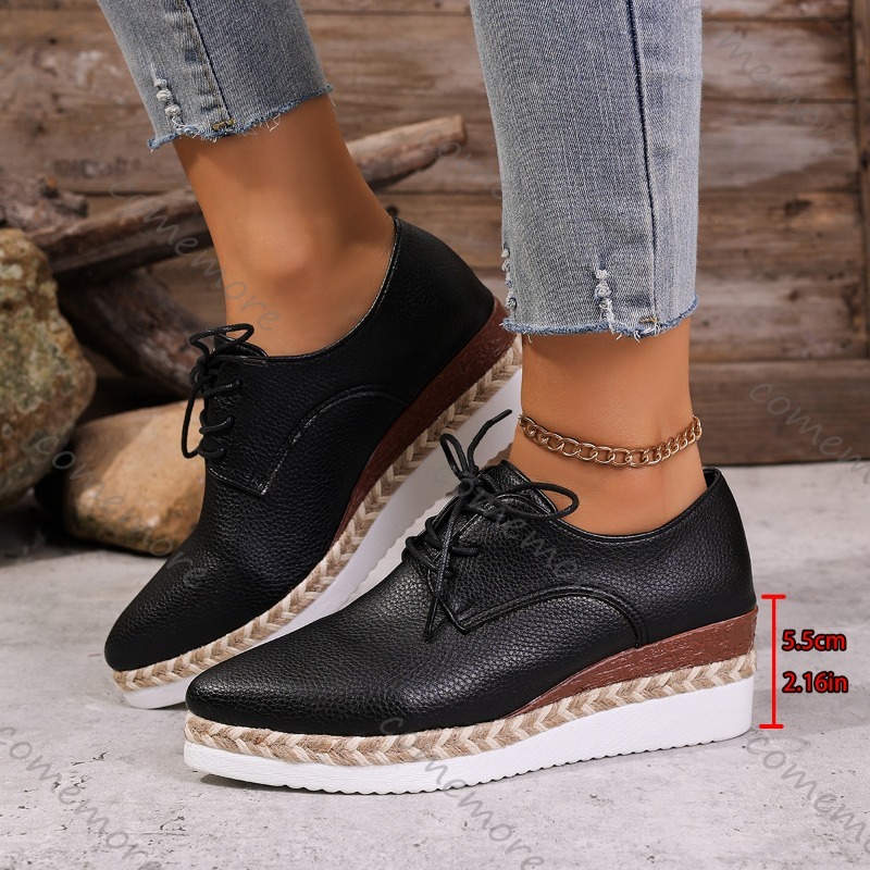 Leather Lace-Up Women's Wedge  - Espadrille Wedge Shoes 评论和价格