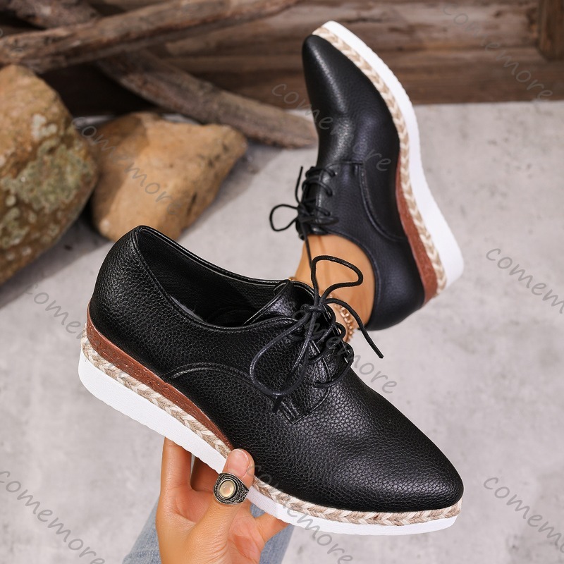 Leather Lace-Up Women's Wedge  - Espadrille Wedge Shoes 评论和价格