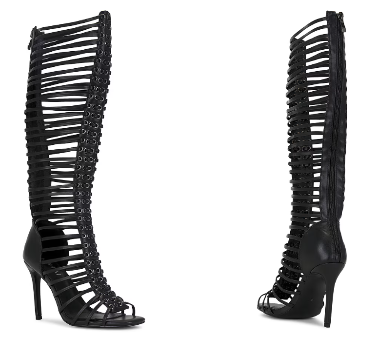 Women Black Caged Strappy Stil - Women Shoes Boots 评论和价格