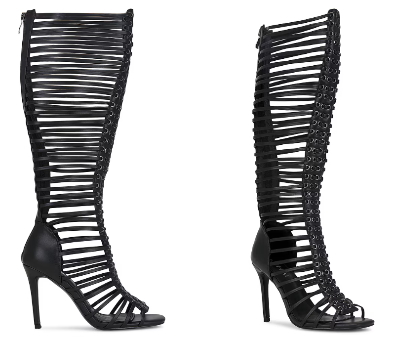 Women Black Caged Strappy Stil - Women Shoes Boots 评论和价格