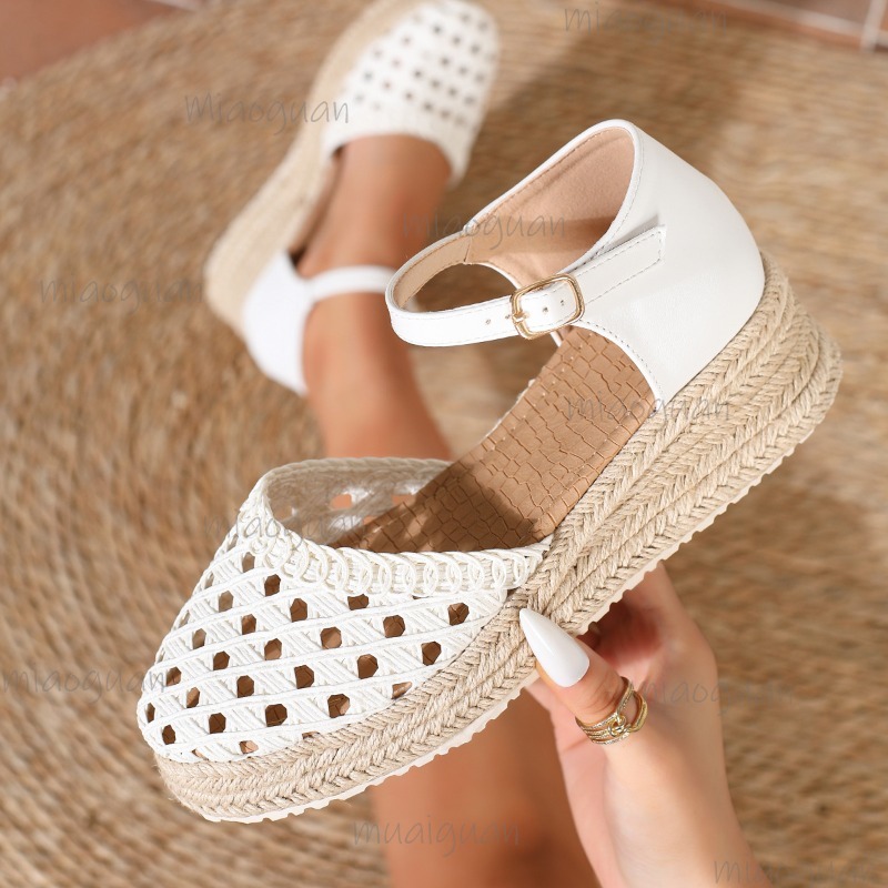 Boho Women's Hollow Out Woven  - Espadrille Wedge Shoes 评论和价格