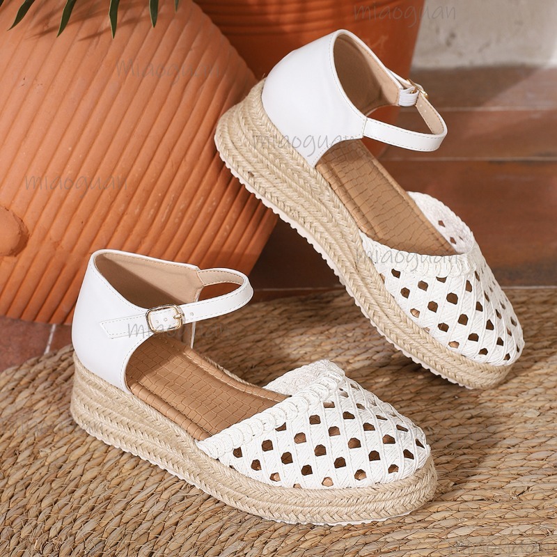 Boho Women's Hollow Out Woven  - Espadrille Wedge Shoes 评论和价格