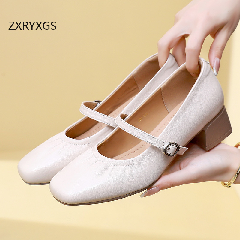 ZXRYXGS Premium Sheepskin Squa - Women Shoes Size 4 In Cm 评论和价格