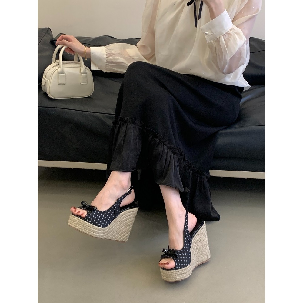 Women's Polka Dot Bow Wedge Sa - Espadrille Wedge Shoes 评论和价格