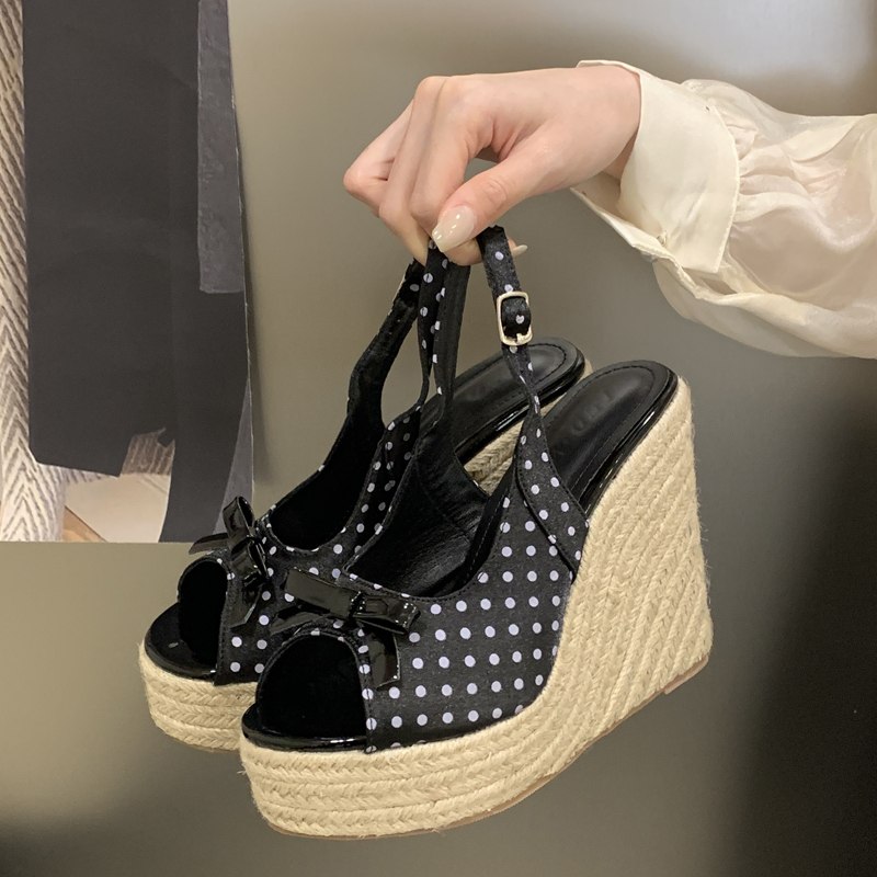 Women's Polka Dot Bow Wedge Sa - Espadrille Wedge Shoes 评论和价格