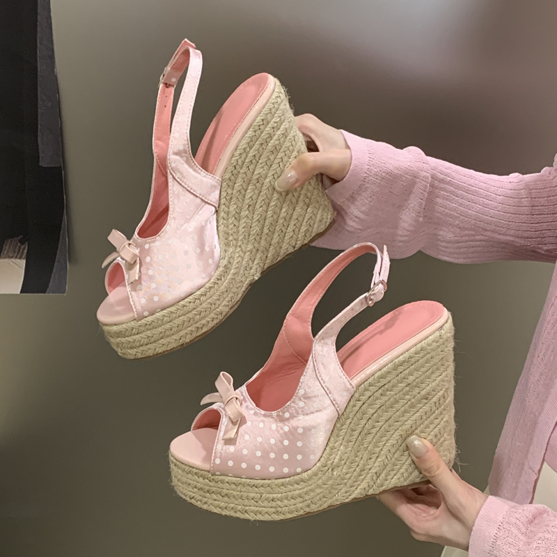 Women's Polka Dot Bow Wedge Sa - Espadrille Wedge Shoes 评论和价格