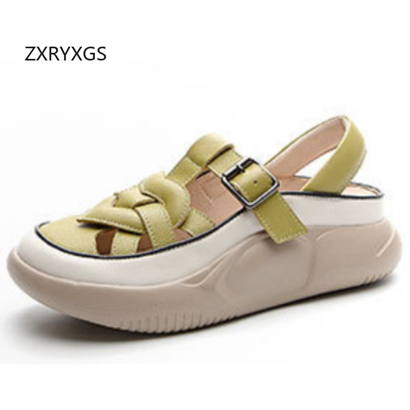 ZXRYXGS New Summer Premium Cow - Women Shoes Size 4 In Cm 评论和价格
