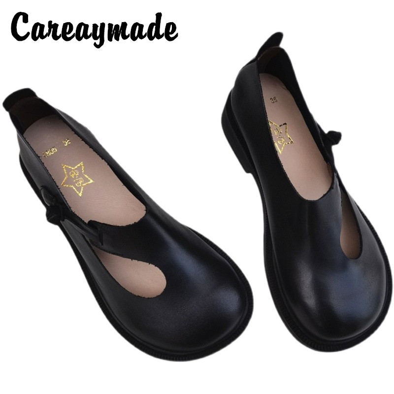 Careaymade-Genuine Leather Big - Women'S Shoes Round Toe 评论和价格