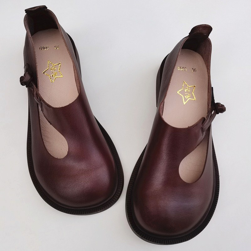 Careaymade-Genuine Leather Big - Women'S Shoes Round Toe 评论和价格