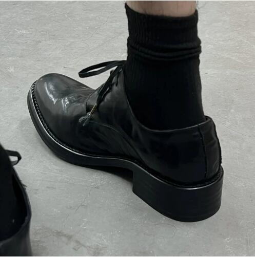Hot Men Black Cow Real Leather - Women Shoes Size 4 In Cm 评论和价格