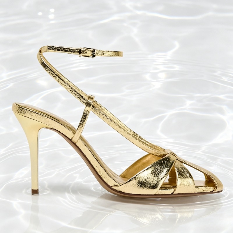 Fashion Gold Thin Heeled Sanda - Women Shoes Brands 评论和价格