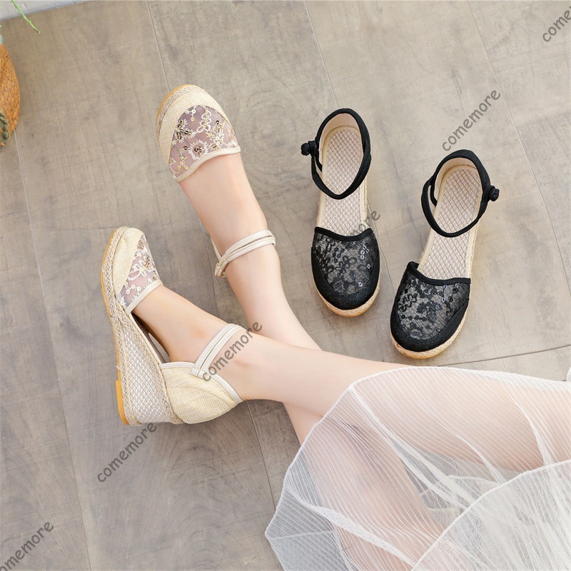 Women's Lace Mesh Espadrille W - Espadrille Wedge Shoes 评论和价格