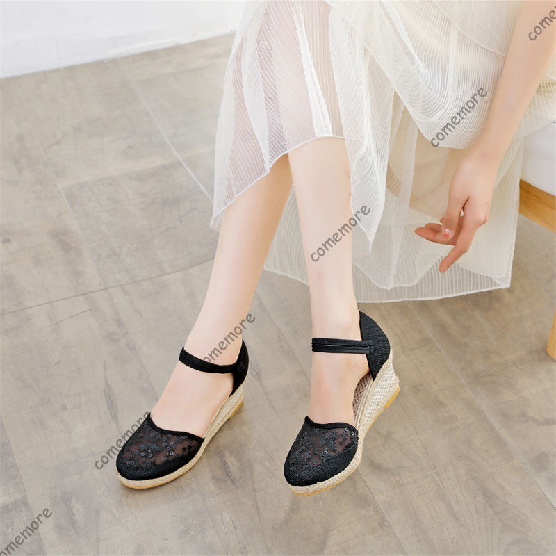 Women's Lace Mesh Espadrille W - Espadrille Wedge Shoes 评论和价格