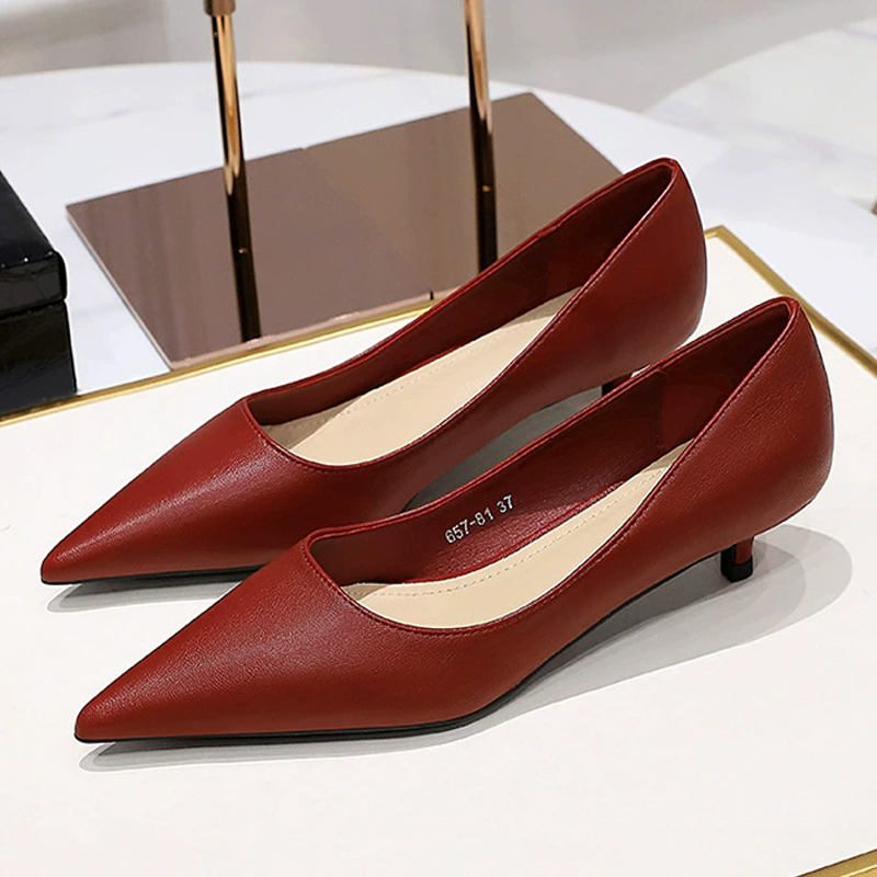 Fashion Pointed Toe Mid Heeled - Women Shoes Size 4 In Cm 评论和价格