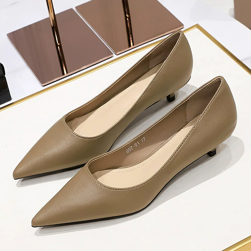 Fashion Pointed Toe Mid Heeled - Women Shoes Size 4 In Cm 评论和价格