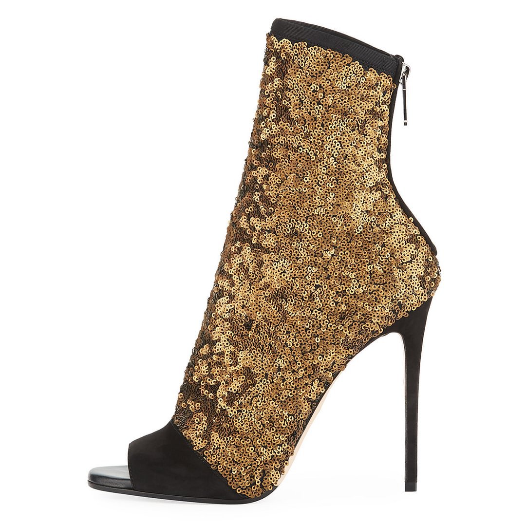 Patchwork BlingBling Peep Toe  - Women Shoes Boots 评论和价格