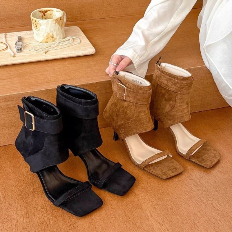 Retro Summer New Square Toe Op - Women Shoes Boots 评论和价格